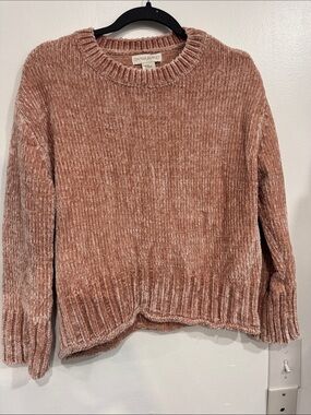 Cynthia Rowley Chenille Crewneck Sweater in Dusty Rose Blush